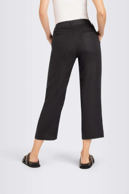 Mac Nora Black Cropped Linen Trousers