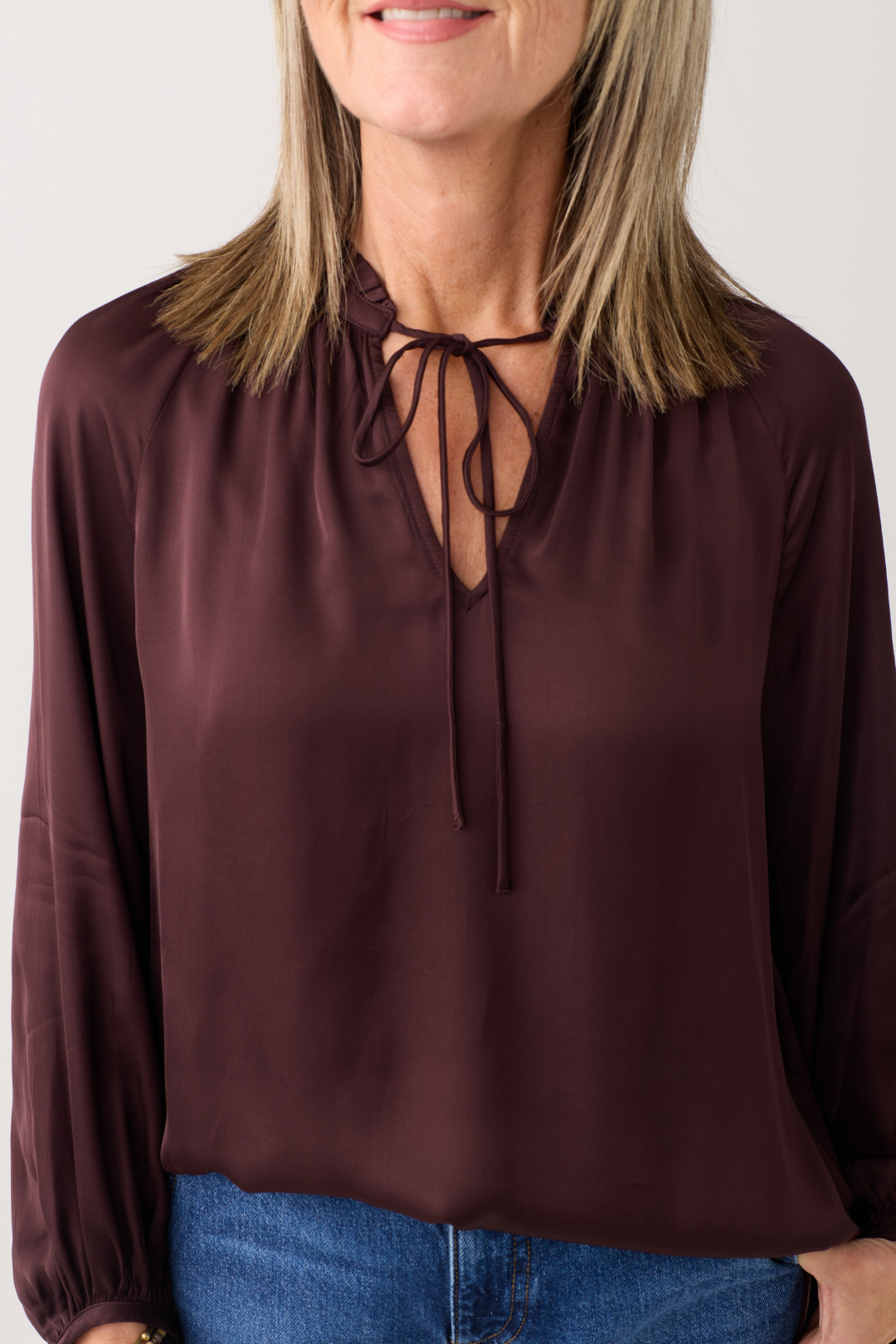 Marc O'Polo Black Cherry Tie Neck Blouse