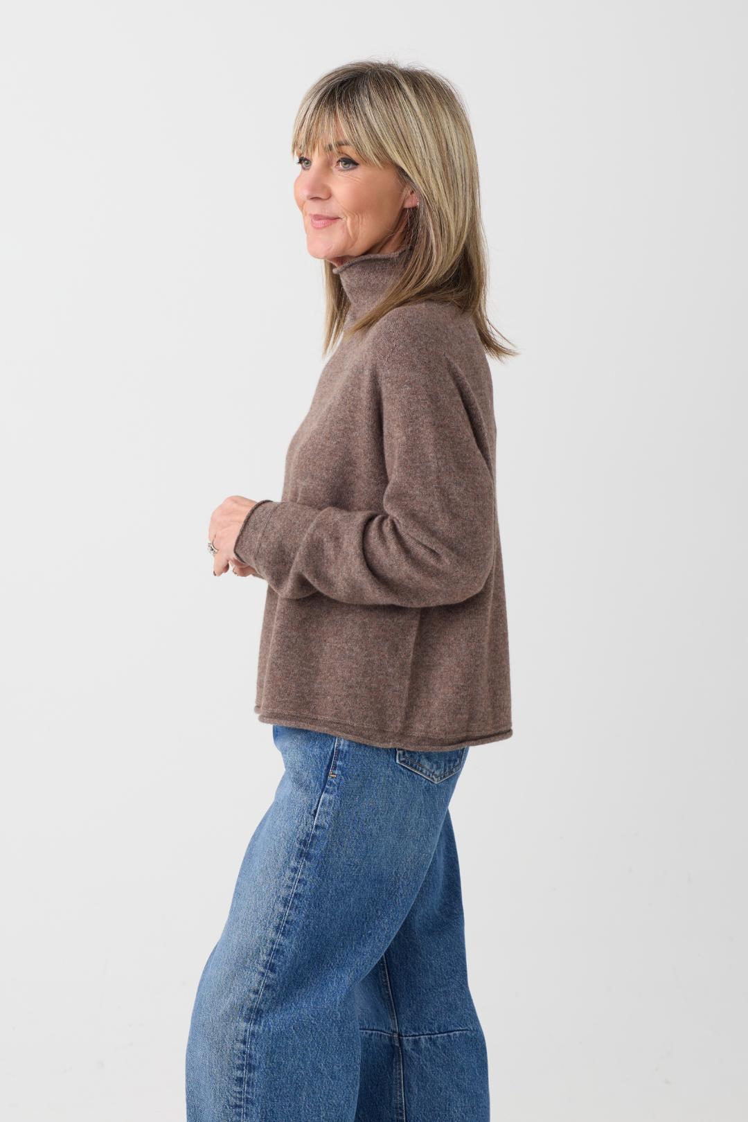el2 Brown Funnel Neck Jumper 1107
