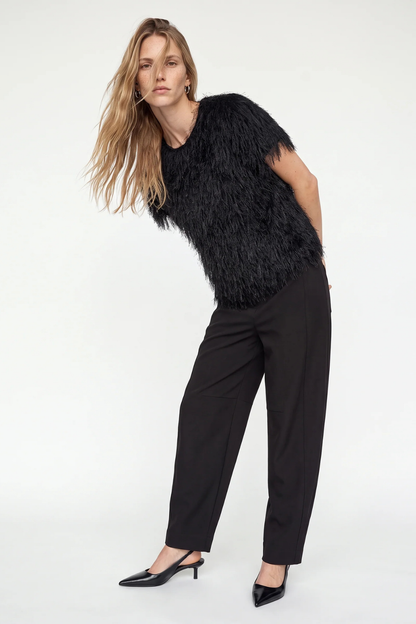 Mos Mosh Brim Black Faux Fur T-Shirt