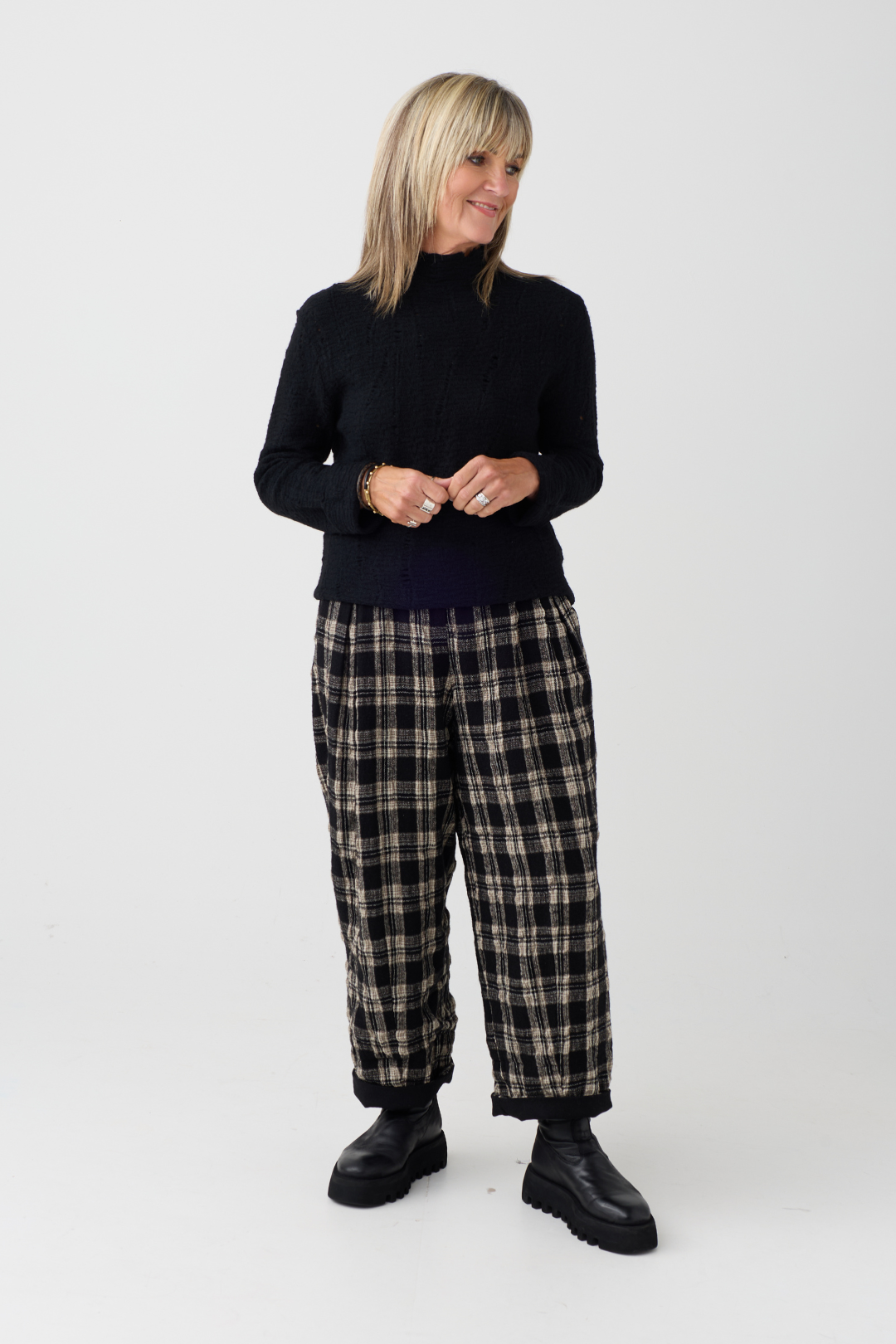 el2 Black/Cream Check Trouser 8056