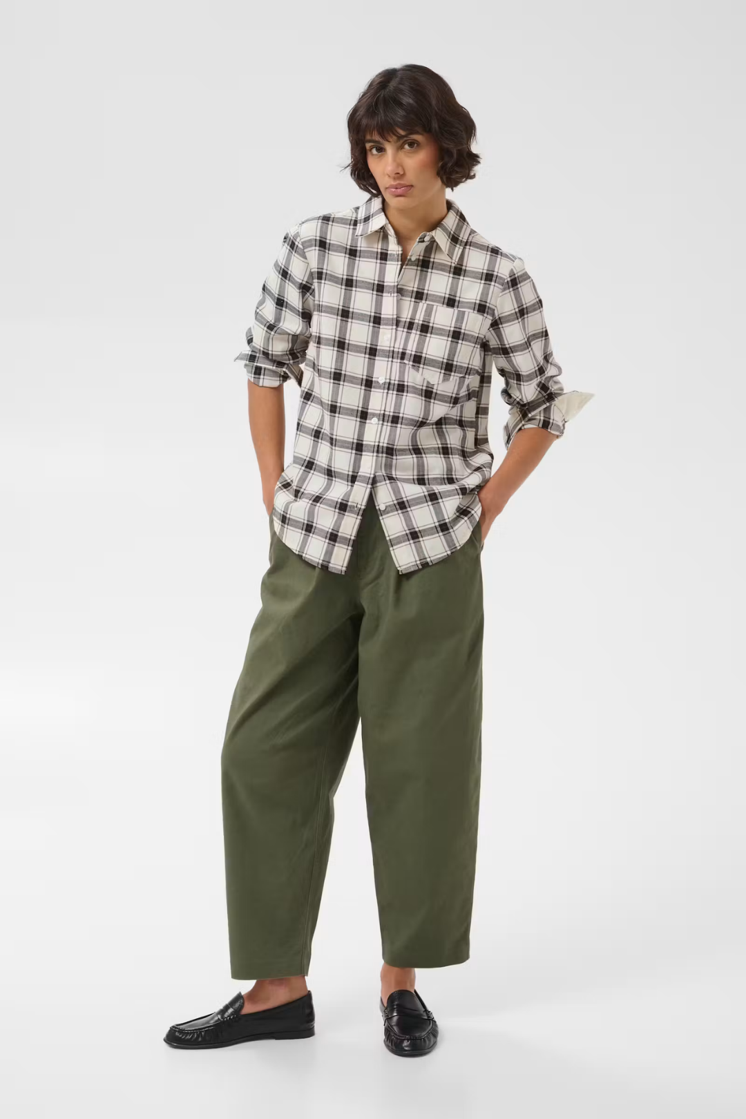 Part Two Yana Dark Navy Mole Check Shirt