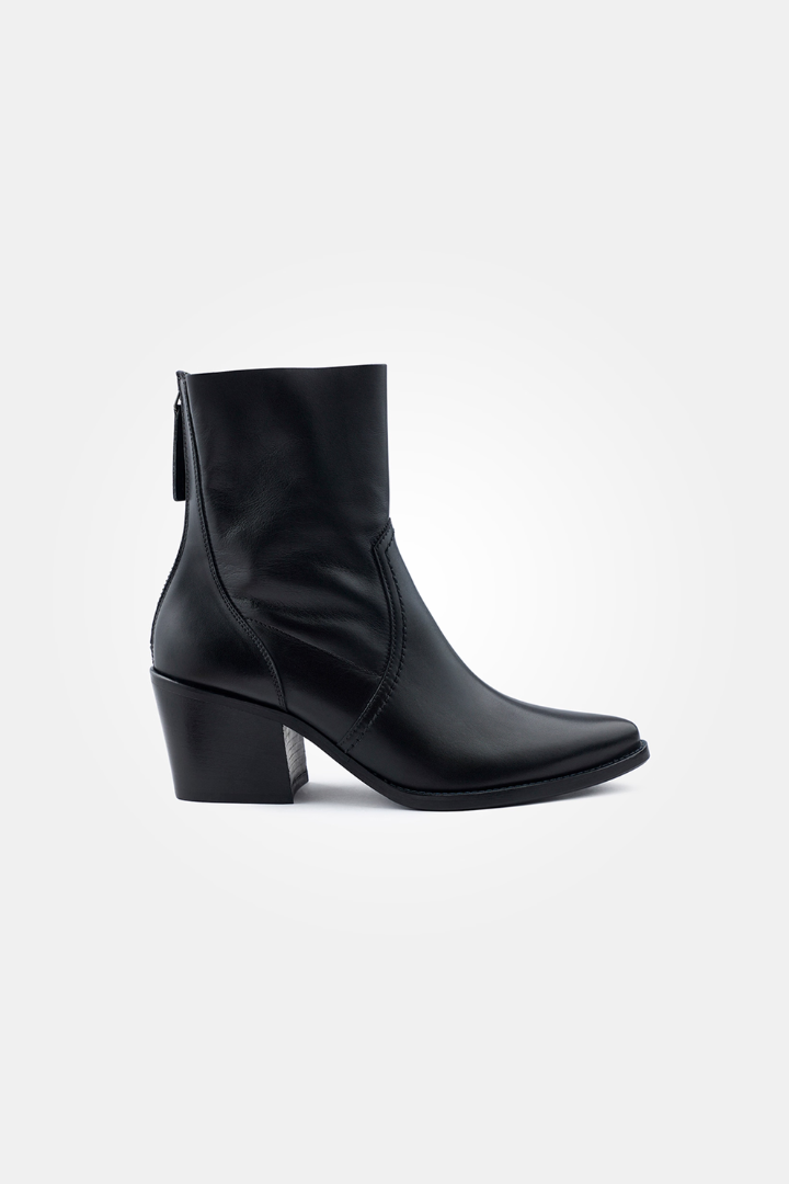 Paul Green Black Classic Calf Heeled Boot