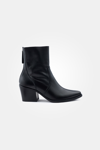 Paul Green Black Classic Calf Heeled Boot