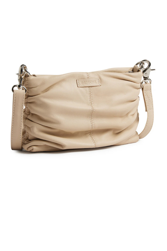 Depeche Vanilla Ruched Clutch Bag