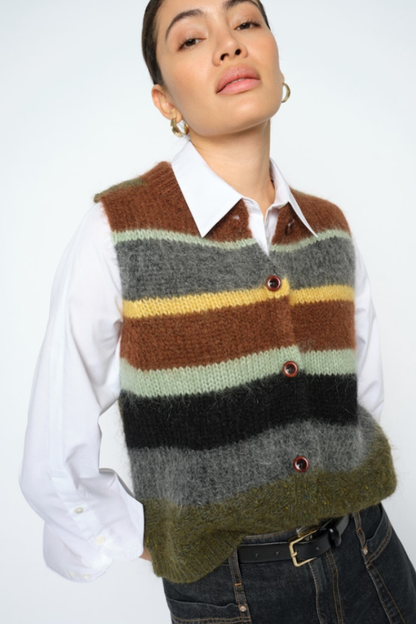 Mos Mosh Esti Rosin Stripe Knit Waistcoat