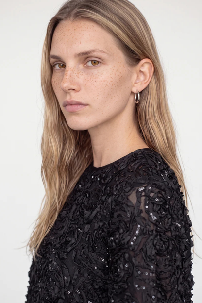 Mos Mosh Reya Sequin Black Top