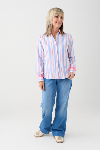 FF Aqua Blue/Pink Stripe Shirt
