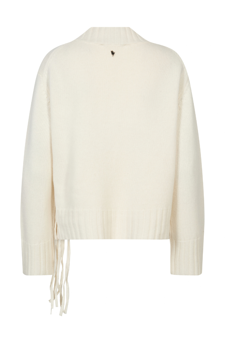 Mos Mosh Eshala Ecru Fringe V-Neck Jumper