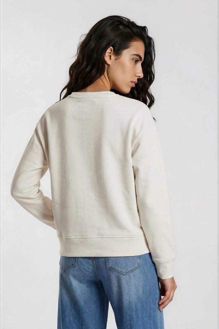 Milano Cream Cowboy Boot Print Sequin Sweatshirt