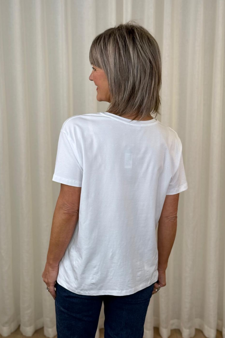 Naya White Asymmetric Hem T-Shirt