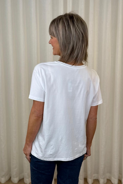 Naya White Asymmetric Hem T-Shirt