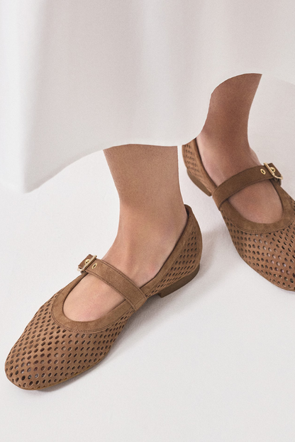 Paul Green Brown/Gold Samtziege Ballerina Shoe