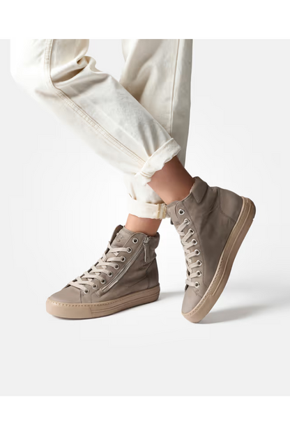 Paul Green Nubuk Taupe High Top Trainers