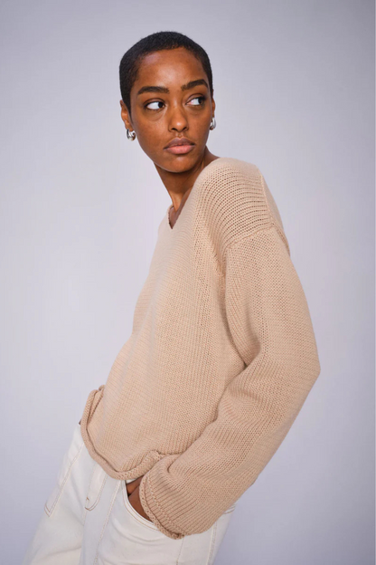 Mos Mosh Bine Sesame V-neck Jumper