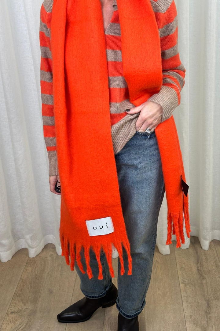 Oui Cherry Tomato Cosy Fringe Scarf