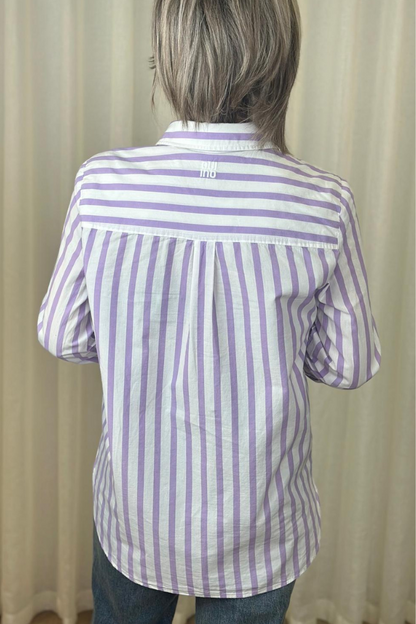 Oui White & Violet Stripe Oxford Shirt