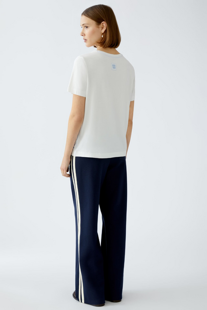 Oui Cloud Dancer Blue Stripe T-Shirt