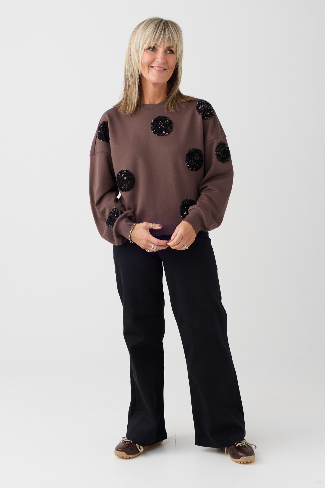 Margittes Brown Sequin Spot Sweatshirt