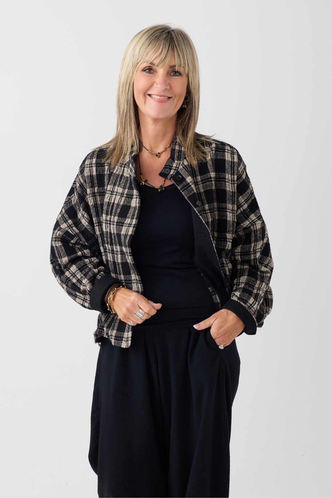 el2 Black/Cream Check Jacket 5057