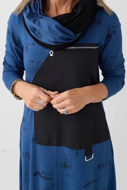 My Soul Blue Print Loop Scarf 8047