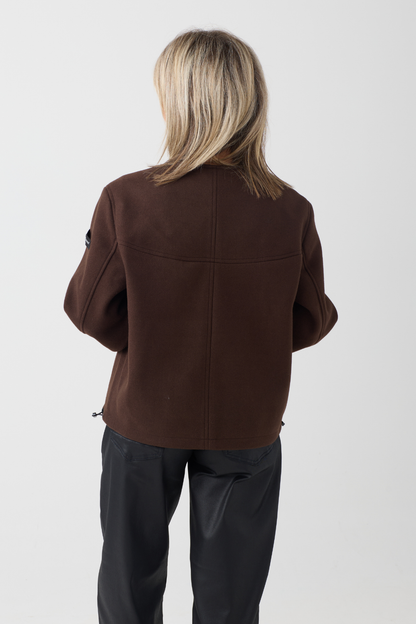 FF Brown/Black Hooded Wool Jacket