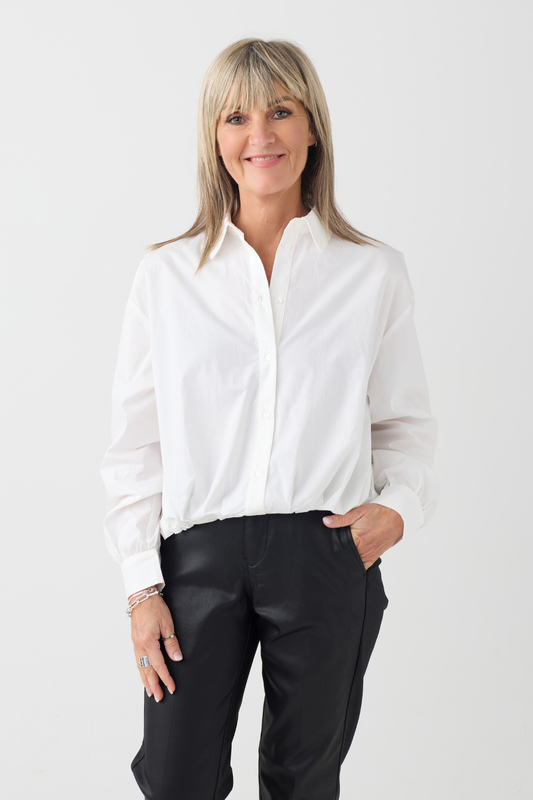 Milano White Bead Trimmed Collar Shirt