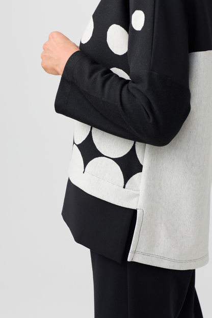 Naya Black/Stone Spot Print High Neck Top