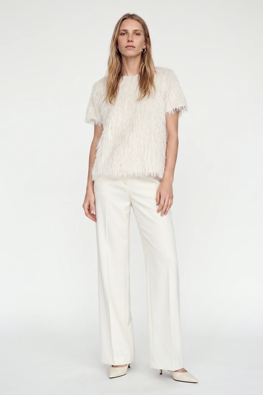Mos Mosh Brim Ecru Faux Fur T-Shirt