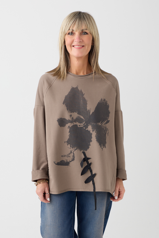 Kedziorek Taupe Hand Printed Top 5530