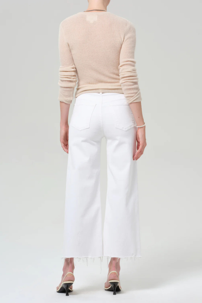 CoH Soft White Lyra Wide Crop Raw Hem Jean