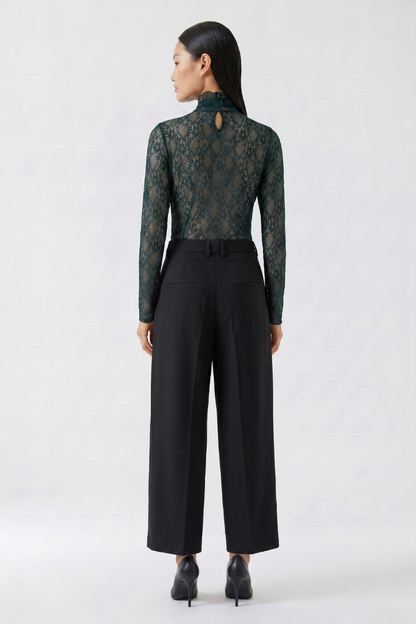 Oui Scarab Turtleneck Tie Detail Top