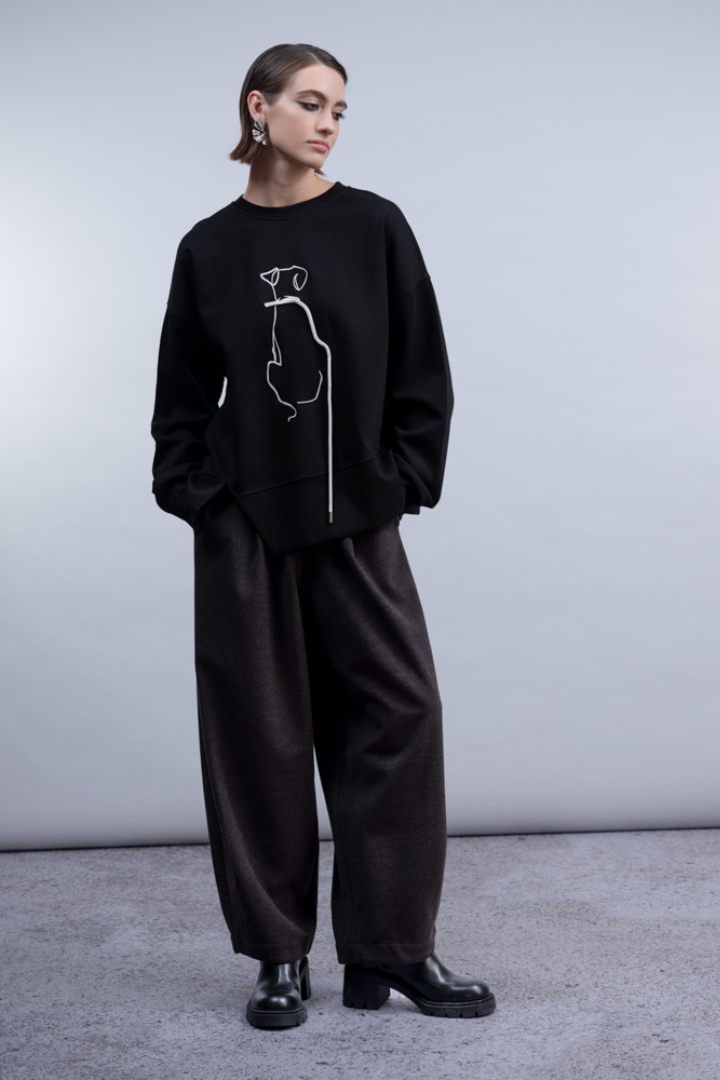 Haako Black/White Dog Sweatshirt H2002