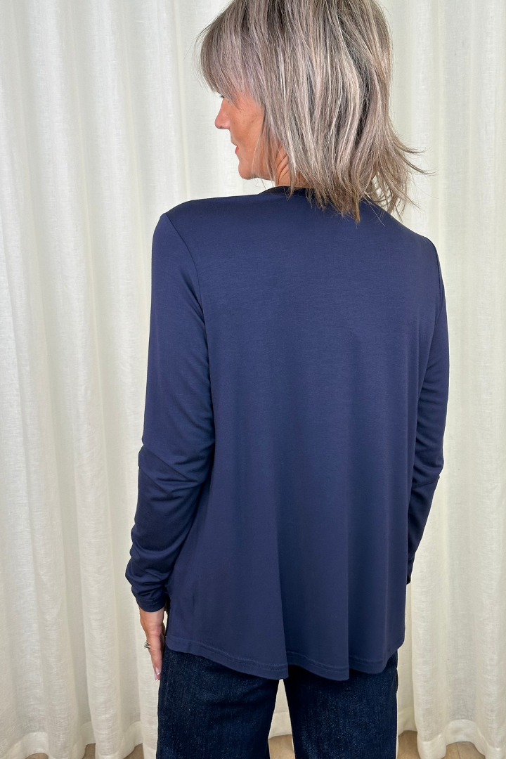 Milano Navy Round Neck Blouse