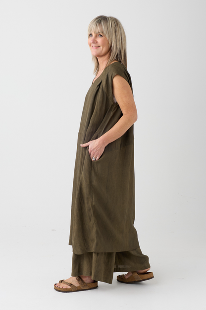 el2 Dark Olive Oversized Dress 3084