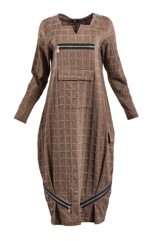 My Soul Bubble Cognac Dress with Zips