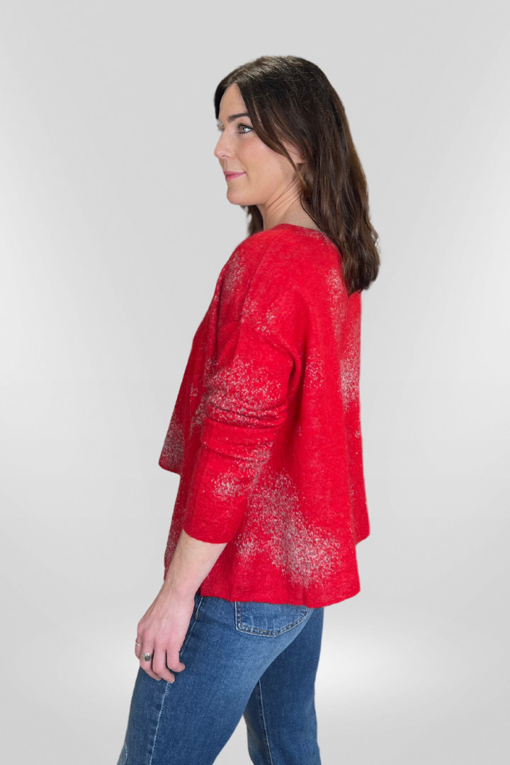 el2 Red Superfine Merino Blend Cropped Jumper