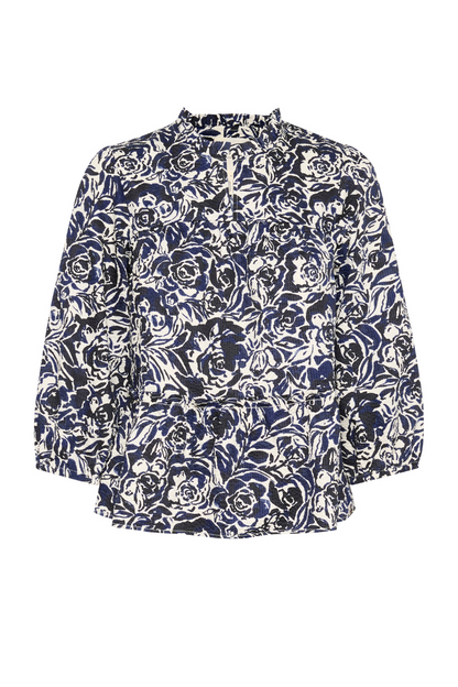 Part Two Nickeline Navy Rose Print Blouse