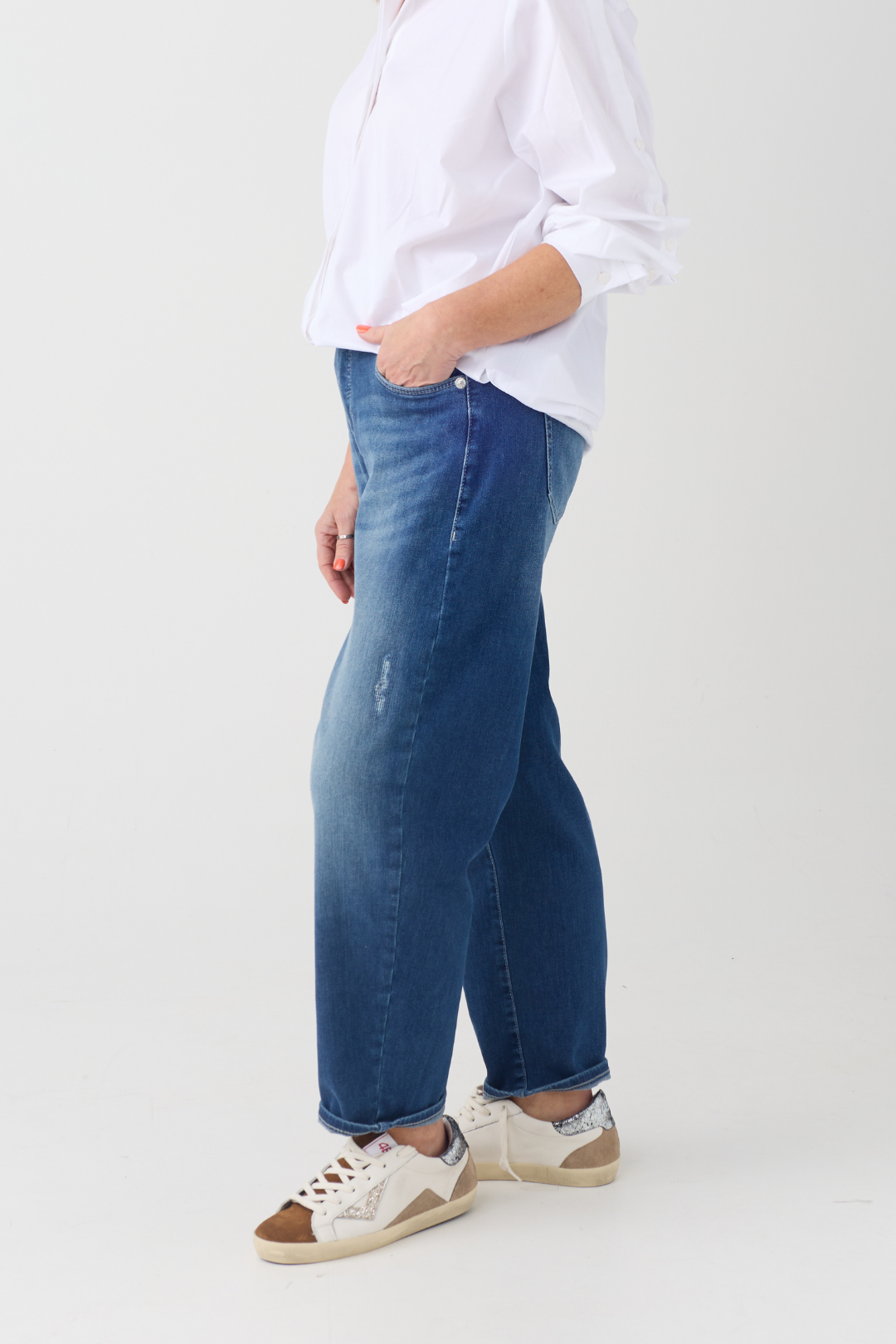 Mac Danni Vintage Indigo Glitter Barrel Jeans