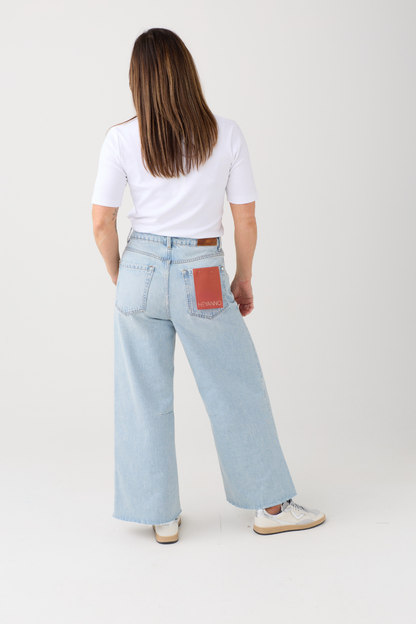 HEYANNO Sweet Light Blue Cropped Jeans