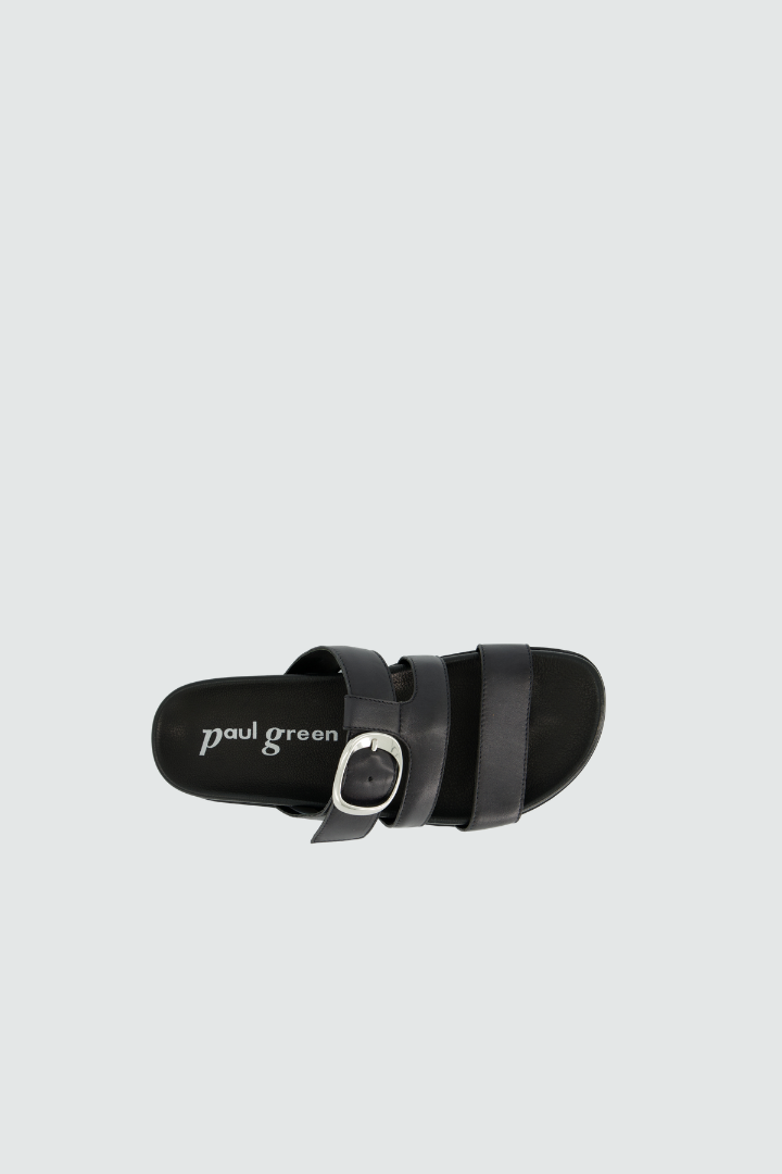 Paul Green Black/Silver Buckle Sandal