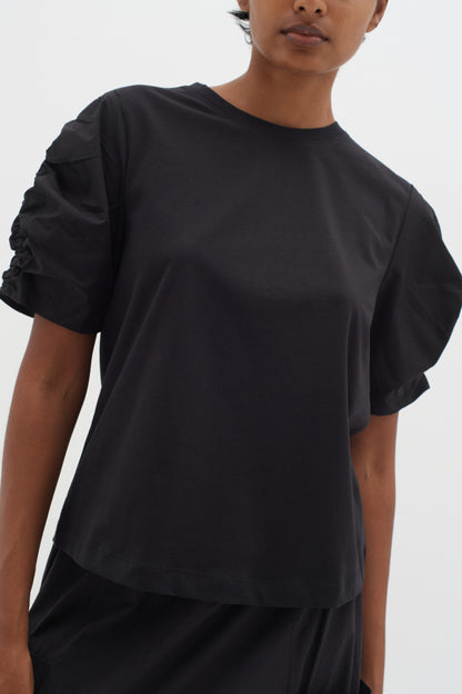 InWear Payana Black Ruched Sleeve T-Shirt