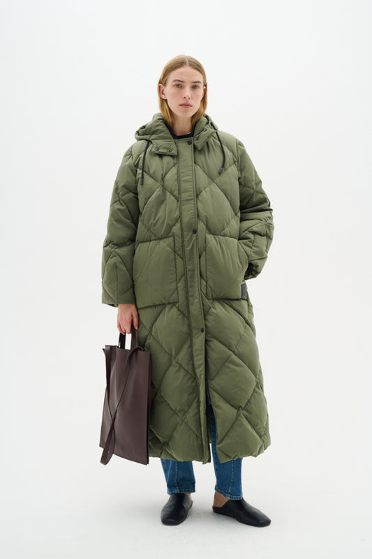 InWear Luisa Beetle Green Diamond Quilt Coat