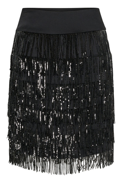 InWear Decima Black Sequin Fringe Skirt