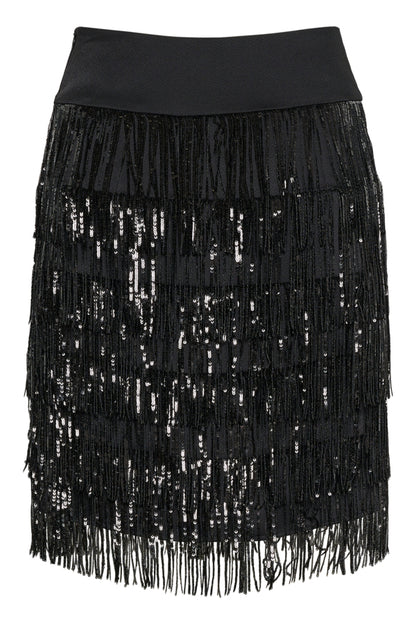 InWear Decima Black Sequin Fringe Skirt