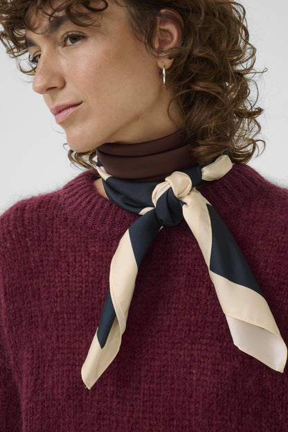 Part Two Namira Tawny Port/Dark Navy Scarf