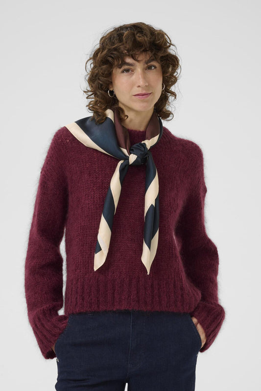 Part Two Namira Tawny Port/Dark Navy Scarf