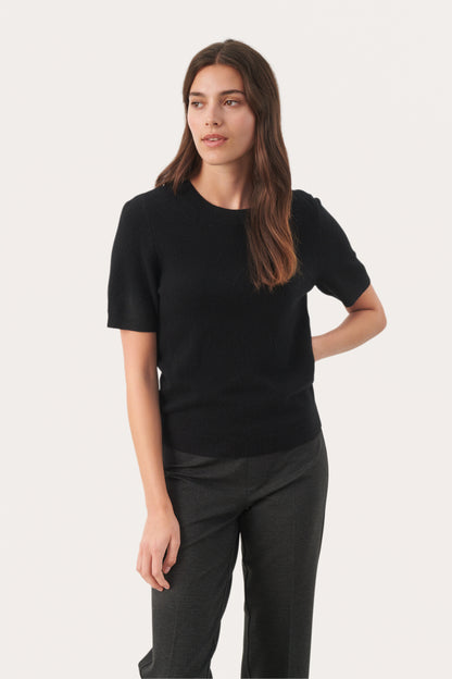 Part Two Everlotta Black Cashmere Short Sleeve Jumper