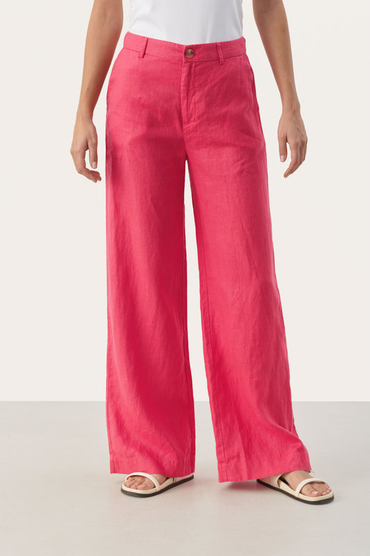 Part Two Ninnes Claret Red Linen Trousers