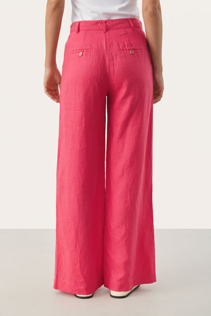 Part Two Ninnes Claret Red Linen Trousers
